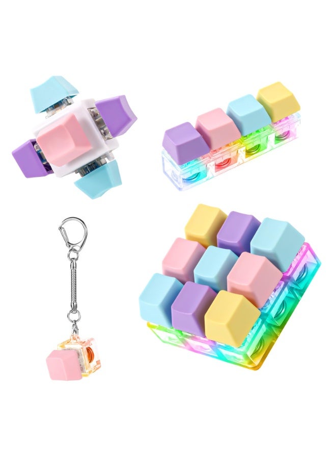 OSHIMA 4 Pcs Keyboard Fidget Toys, 4 Styles Stress Relief Keyboard Toys, Rich Colors Decompression Toys with LED Light, Toy as a Gift for Adults and Children to Relief Pass Time - Image 1