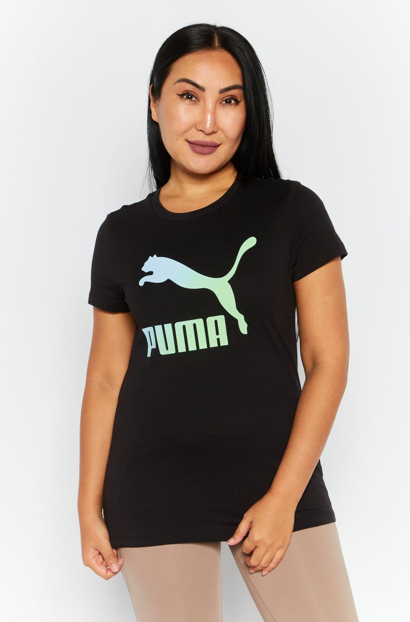 PUMA تي شيرت تدريب قصير الأكمام للنساء، أسود - Image 1