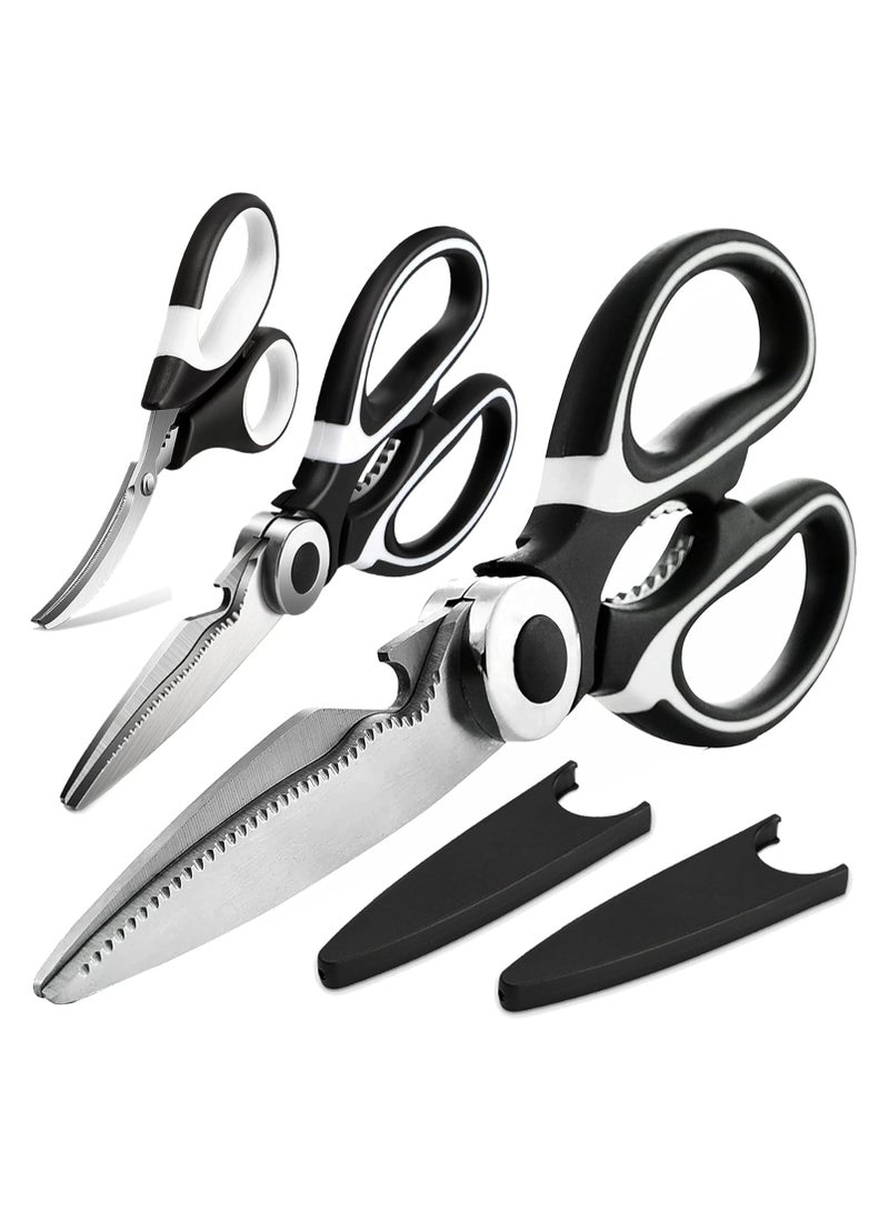 Kitchen Scissors All Purpose 3 Pack - kitchen gadgets utensils - Heavy Duty Stainless Steel Cooking Shears for Cutting Meat, Food, Fish, Poultry Multipurpose Sharp Sissors for Dishwasher Safe - Image 1