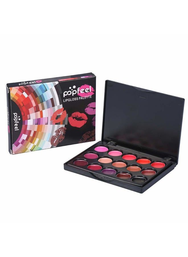 riteu 15 Colors Lip Gloss Palette, Makeup Set Makeup Kit Camouflage Lipstick Case Lip Gloss, Ideal For Both Professional For Lipstick And Personal Use - Image 1