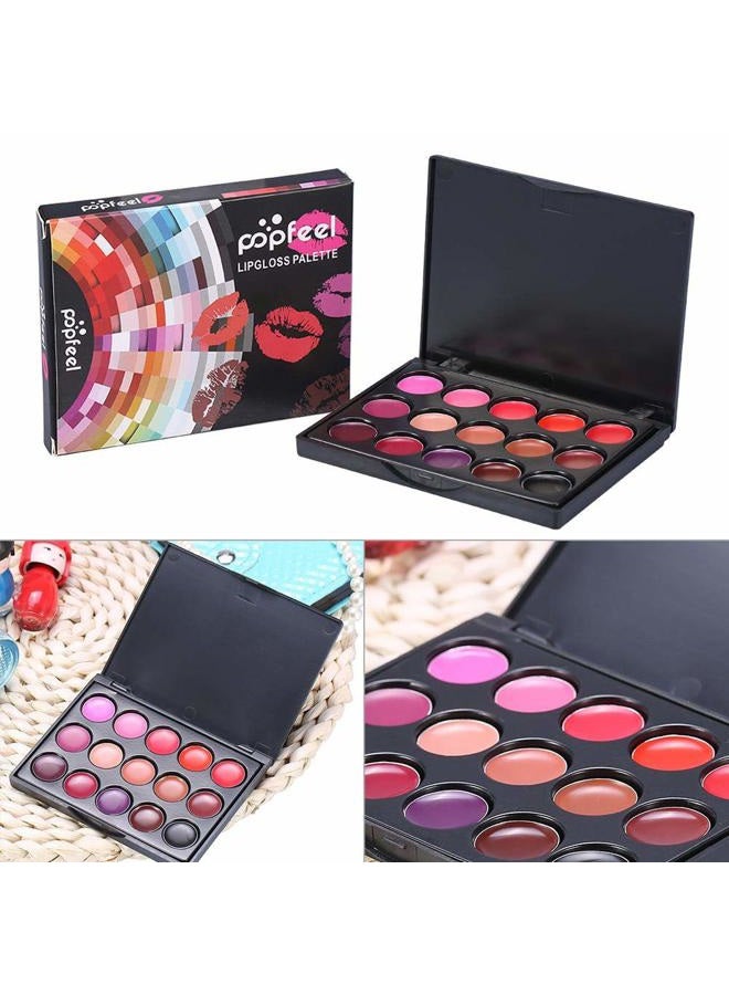 riteu 15 Colors Lip Gloss Palette, Makeup Set Makeup Kit Camouflage Lipstick Case Lip Gloss, Ideal For Both Professional For Lipstick And Personal Use - Image 3