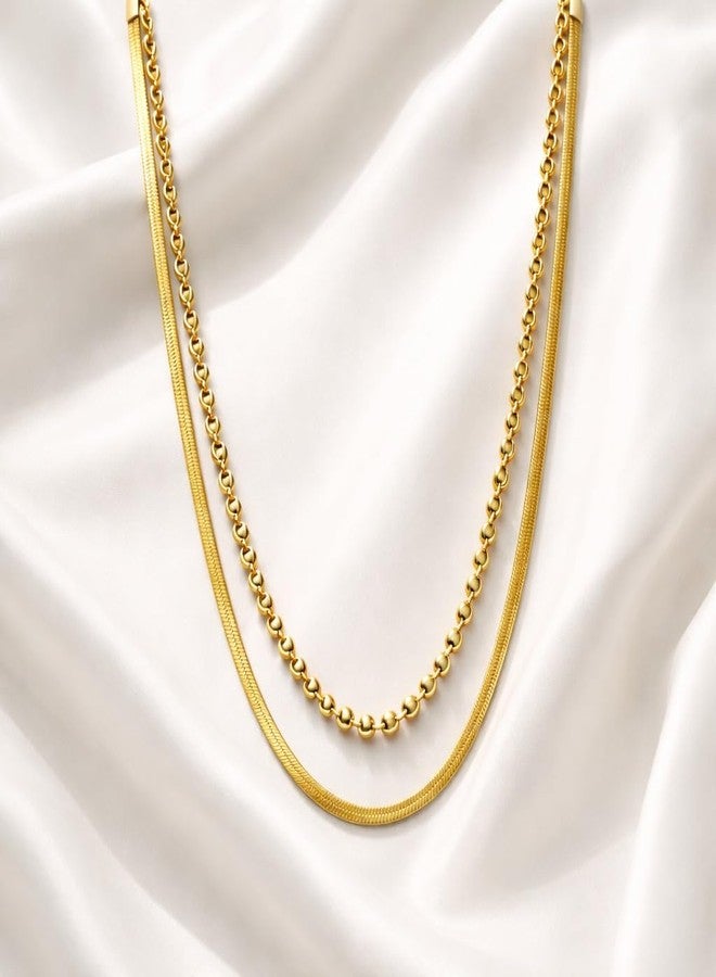 Amaal Anti Tarnish18K Gold Plated Chain Necklace for Women | 2 pcs Chain Choker Jewellery for women | Adjustable Neck chains Stack, | Valentine Gift for Girlfriend, Wife Stainless Steel Jewelry -302 - Image 5