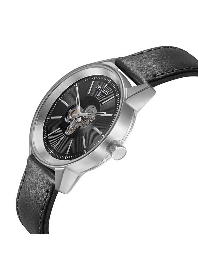 سوناتا ساعة يد جلدية دائرية كرونوغراف ٤٠ ملم أسود - Image 2