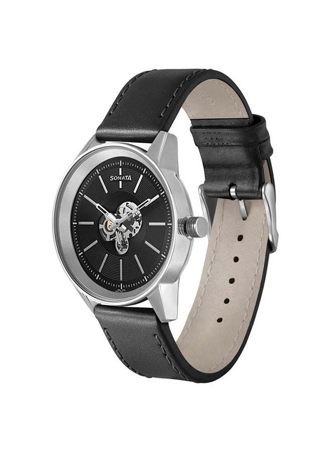 سوناتا ساعة يد جلدية دائرية كرونوغراف ٤٠ ملم أسود - Image 1