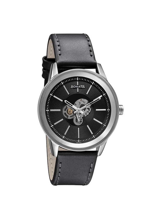 سوناتا ساعة يد جلدية دائرية كرونوغراف ٤٠ ملم أسود - Image 3