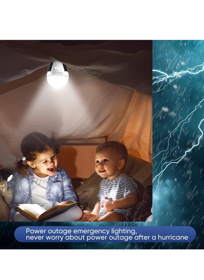 KASTWAVE مصابيح طوارئ شمسية LED 4-pack، E26/E27 7W قابلة للشحن لفشل الطاقة، 6000K ضوء النهار الأبيض، لوازم المنزل عند الأعاصير، مصابيح للتخييم والمشي في الهواء الطلق  - Image 4