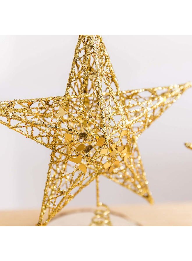 Acronde 10” Christmas Tree Topper Star Christmas Tree Decoration Indoor Party Home Decoration (Gold) - Image 4
