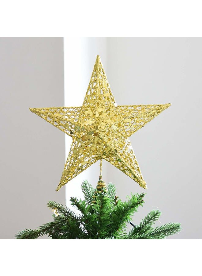 Acronde 10” Christmas Tree Topper Star Christmas Tree Decoration Indoor Party Home Decoration (Gold) - Image 5