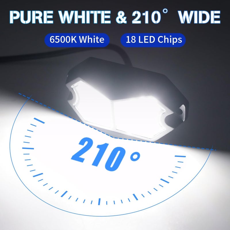 أضواء LED بيضاء، وحدتان، زاوية واسعة، مقاومة للماء، ألومنيوم، 12V 24V، لإضاءة الصخور، ضوء الرجوع للخلف، ضوء المجاملة، القبة، حجرة المحرك، الإضاءة السفلية للدراجات النارية، صندوق السيارة، سرير الشاحنة، درجة المركبة الترفيهية، داخل القوارب وعربات الغولف - Image 2