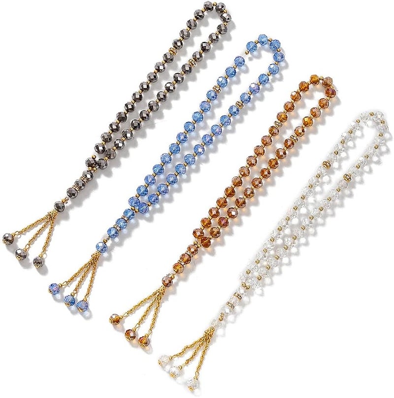 10mm Muslim Tasbih Prayer Beads Islamic Worry Beads Tasbeeh 33 Crystal Glass Rosary Necklace Bracelets Meditation Rosary Religion Jewelry for Women Men - Image 5