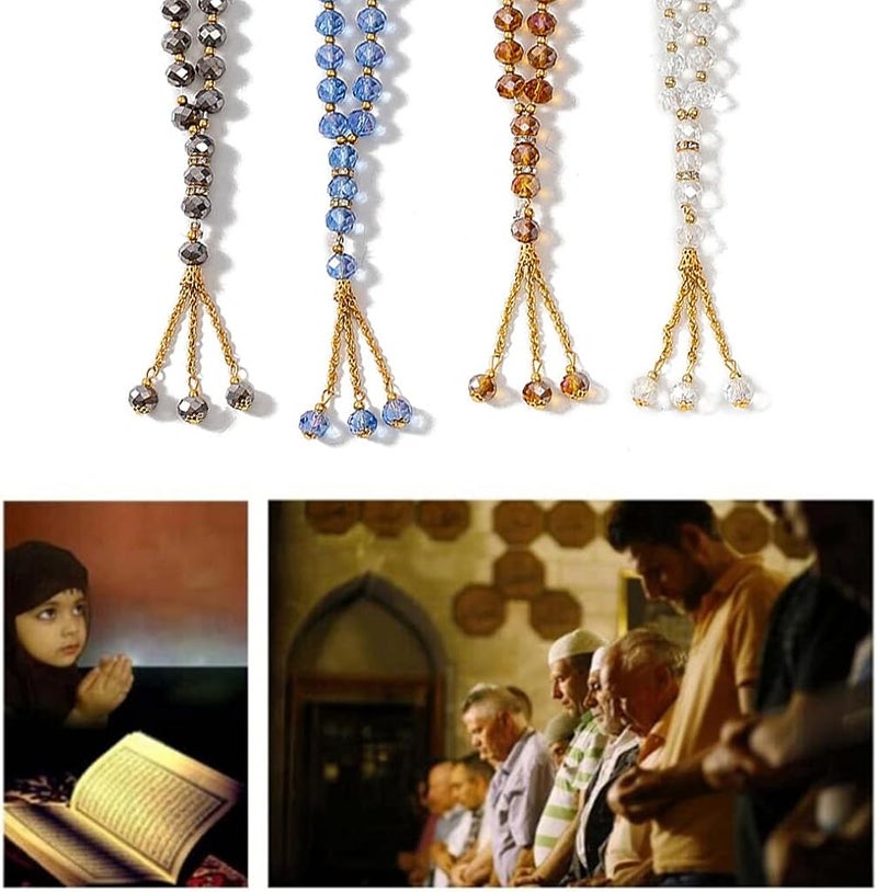10mm Muslim Tasbih Prayer Beads Islamic Worry Beads Tasbeeh 33 Crystal Glass Rosary Necklace Bracelets Meditation Rosary Religion Jewelry for Women Men - Image 4