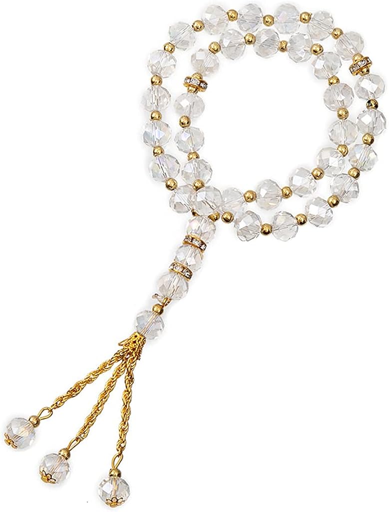 10mm Muslim Tasbih Prayer Beads Islamic Worry Beads Tasbeeh 33 Crystal Glass Rosary Necklace Bracelets Meditation Rosary Religion Jewelry for Women Men - Image 1