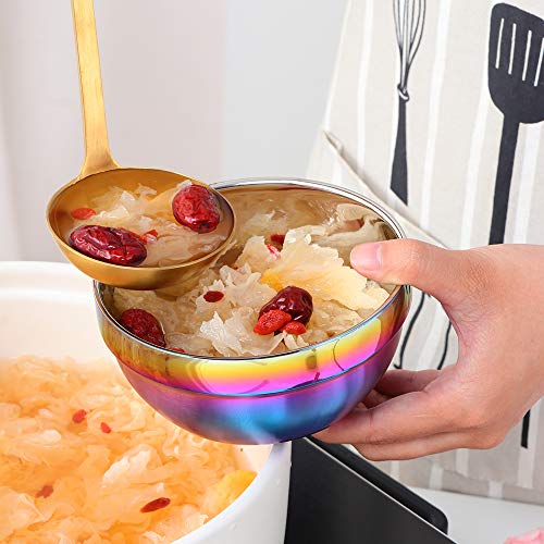 TUPMFG Rainbow Stainless Steel Bowls Rice Bowl 18 Oz Cereal Bowl Deep Soup of 6 with Double Walled Insulated Dishwasher Safe Unbreakable Bowl Home Kitchen & Child (Rainbow) - Image 4