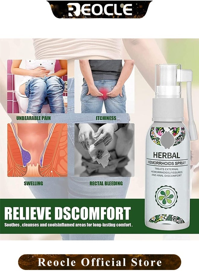Natural Herbal Hemorrhoids Spray, Internal and External Hemorrhoids Treatment Spray, Soothing Spray, Fast Relief Hemorrhoid Spray, Hemorrhoid Relief Cream 30ml