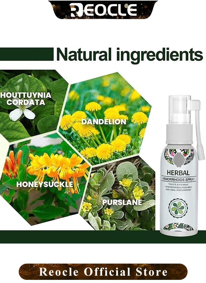 Natural Herbal Hemorrhoids Spray, Internal and External Hemorrhoids Treatment Spray, Soothing Spray, Fast Relief Hemorrhoid Spray, Hemorrhoid Relief Cream 30ml
