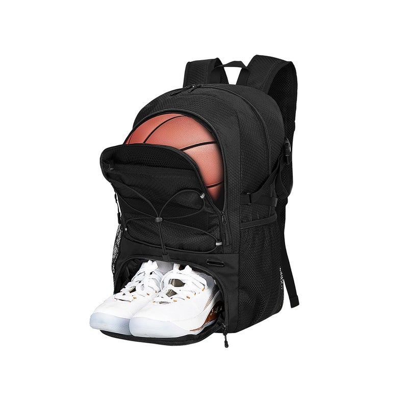 Goloni 30L Sports Backpack with Ball Compartment Ventilated Shoe Pocket Waterproof Lightweight Basketball Soccer Volleyball Bag for Youth Boys Girls Men WomenBlack - Image 2