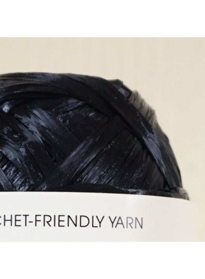 Raffia Line Cotton Straw Hat Bag DIY Crochet Friendly Braided Line ECO RAFFIA-Color:Shining Black  - Image 1