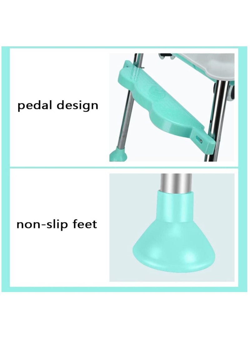 3 in 1 Adjustable Height Convertible Baby High Chair and Feeding Booster Seat for Kids Toddle with Footrest, Wheels, Cushion