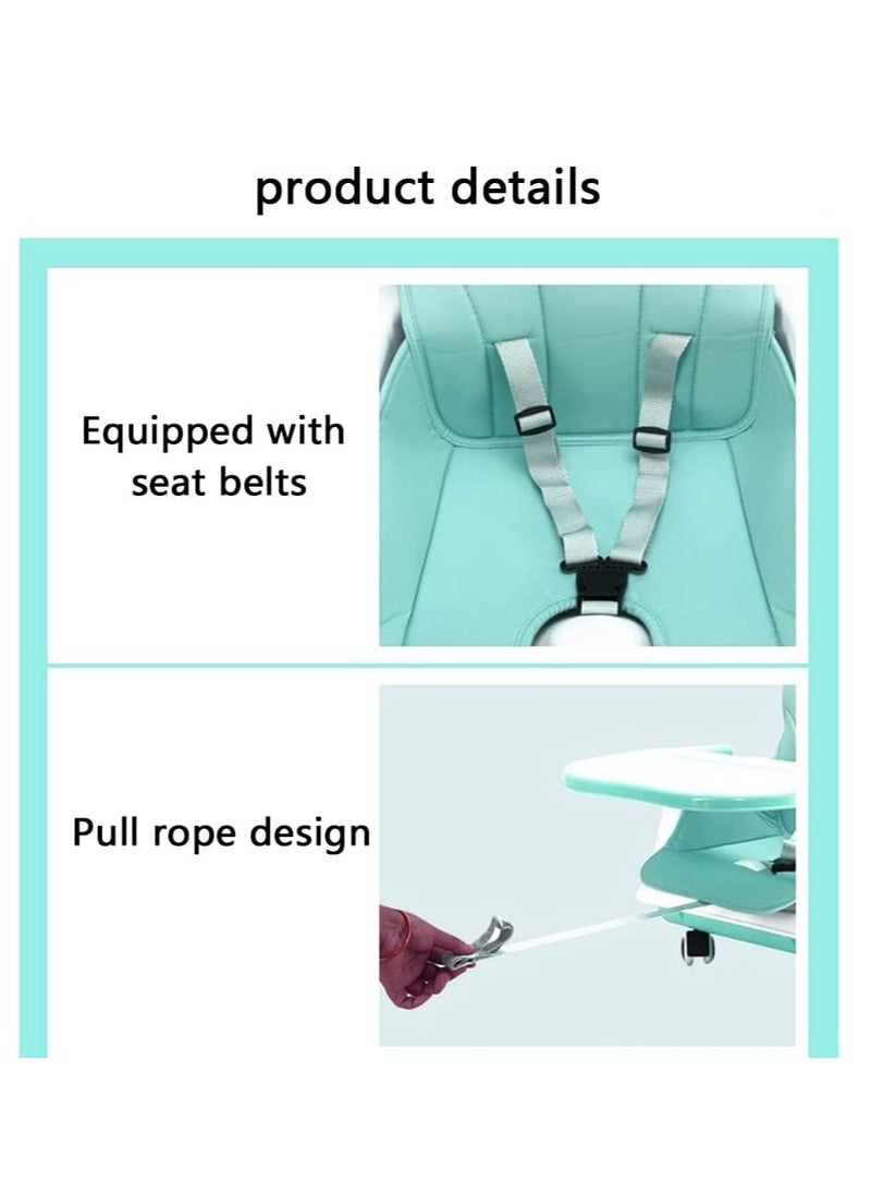3 in 1 Adjustable Height Convertible Baby High Chair and Feeding Booster Seat for Kids Toddle with Footrest, Wheels, Cushion