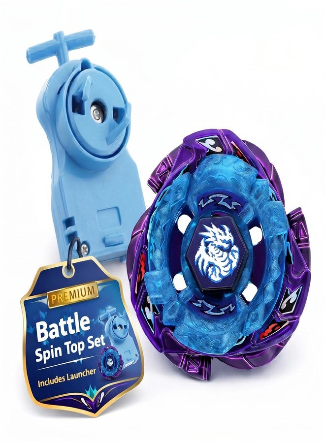 Funstars Omega Dragonis 85XF Rare Metal Fury Spinning Top High-Performance Aluminum Alloy Build, Robust Plastic Components Classic Spin Toy for Kids(Blue Launcher)(BB128)