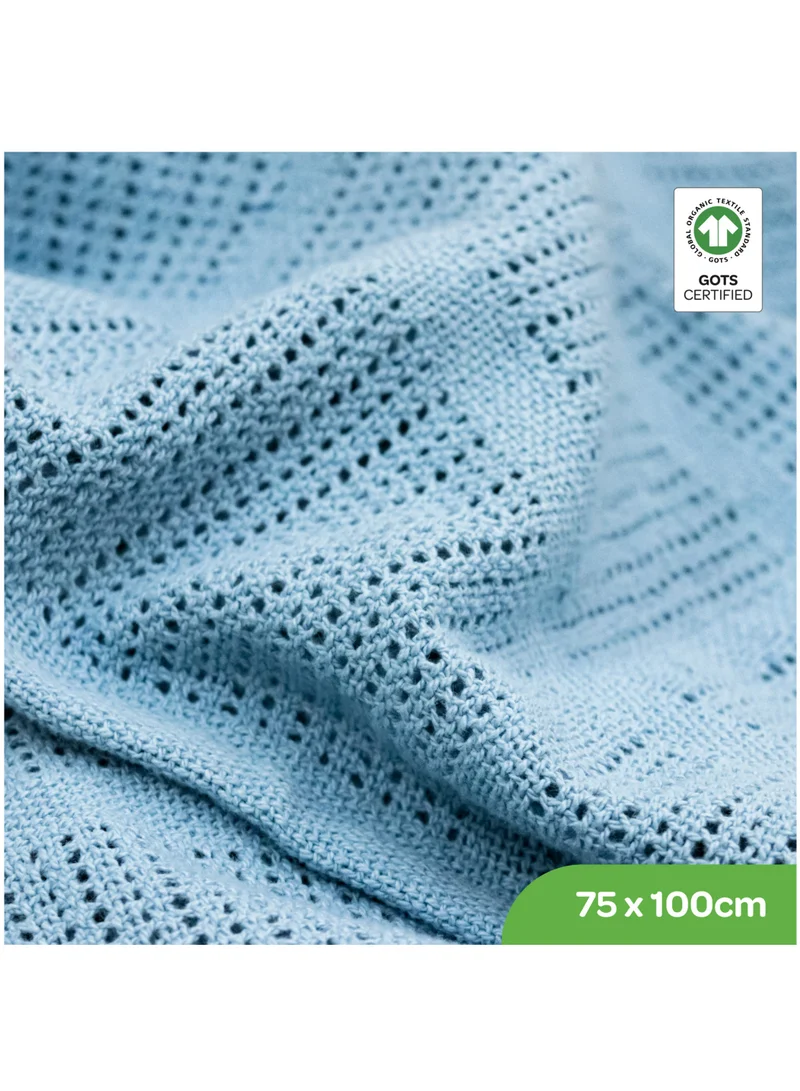 مون Organic Cellular Blanket 75 X 100 Cm For 0 Months And Above Blue
