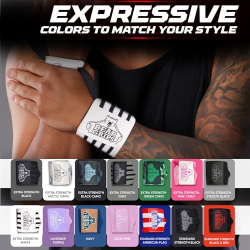 Bear Grips: Gray Series, White Series Wrist-Wraps, Extra-Strength Wrist Support, Wrist Brace for Workouts, wods (White with Black Stripes, 18", Sold in Pairs, Two Wrist Straps per Pack) - Image 5