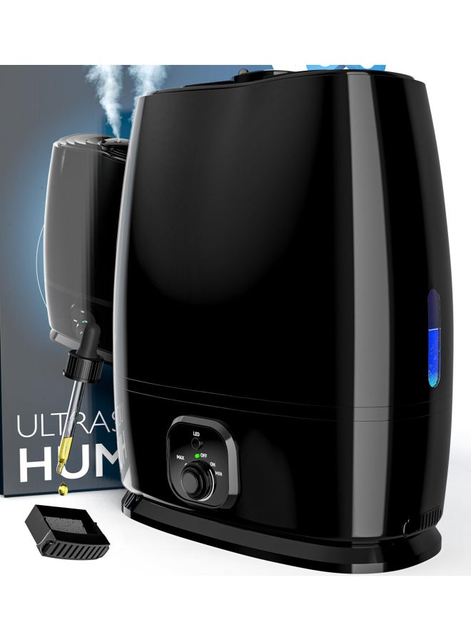 Everlasting Comfort Cool Mist Humidifier For Bedroom 6L - Filterless Quiet Ultrasonic - Large Room Home Air Vaporizer With Diffuser And Essential Oil Tray Black  - Image 1