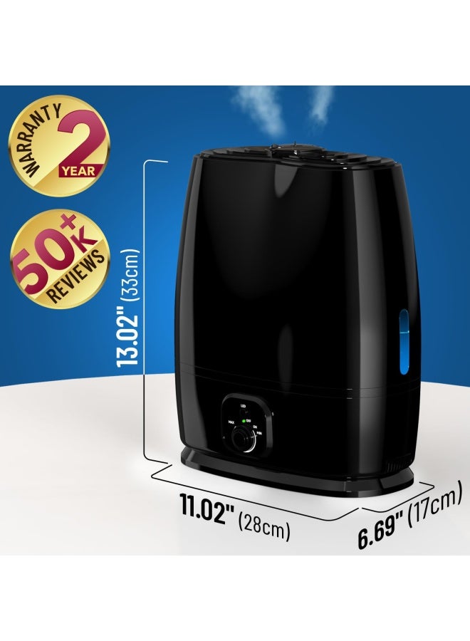 Everlasting Comfort Cool Mist Humidifier For Bedroom 6L - Filterless Quiet Ultrasonic - Large Room Home Air Vaporizer With Diffuser And Essential Oil Tray Black  - Image 5