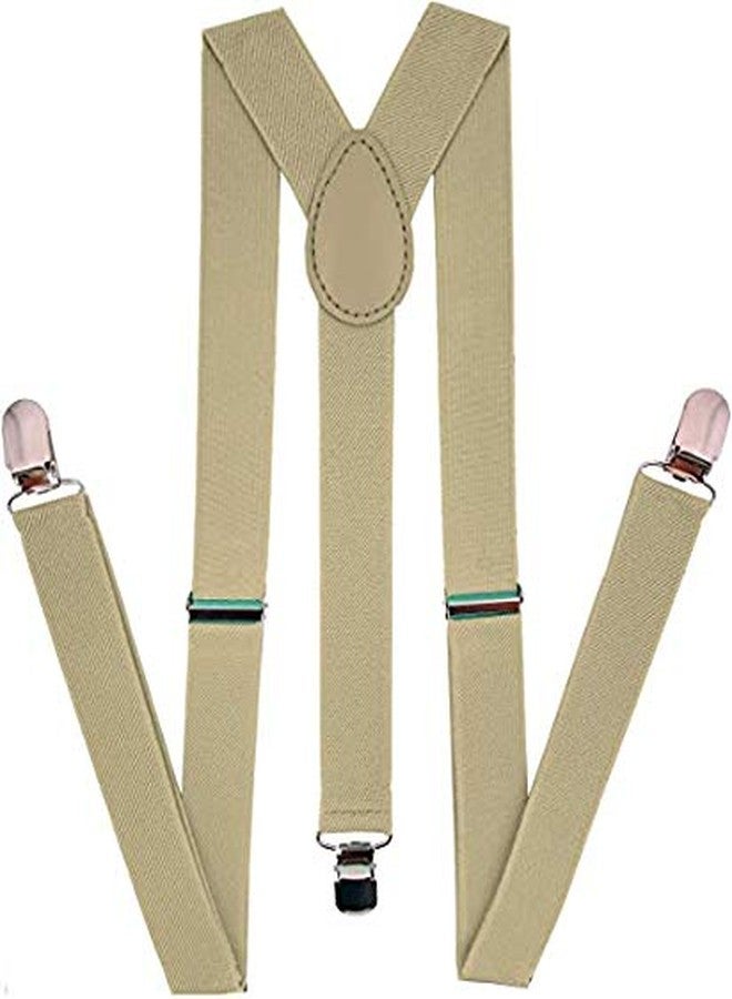 Krystle Boy's Adjustable Elastic Y Back Style Suspenders With Strong Metal Clips (Khaki, Free Size) - Image 1