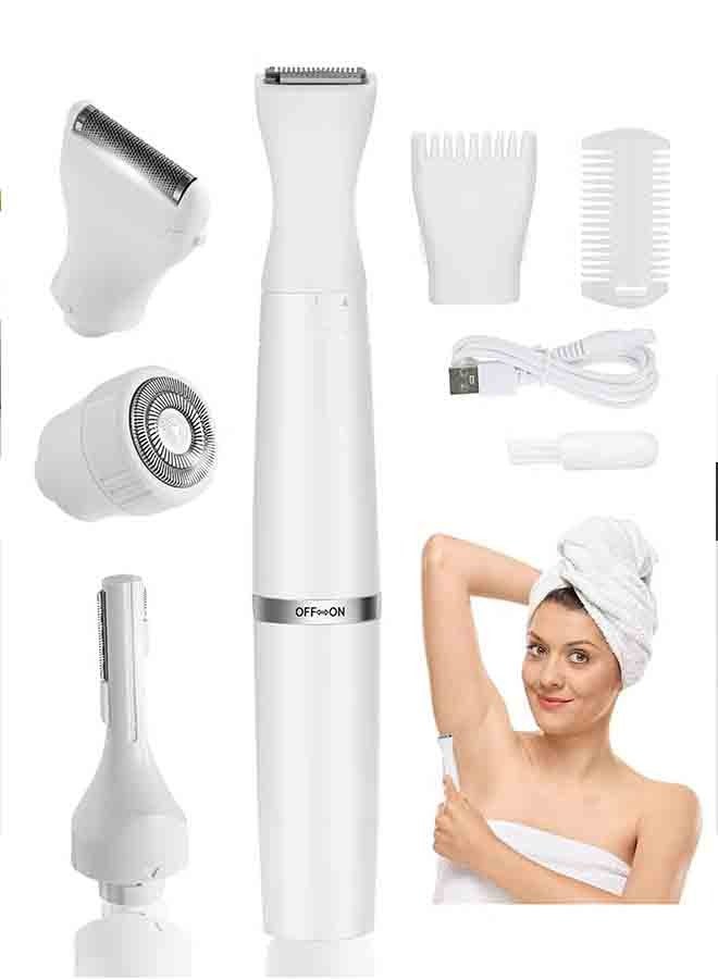 4-in-1 Electric Hair Removal & Epilator for Women, Waterproof, Wet & Dry Use, USB Rechargeable, Replaceable Ceramic Blades, Ideal for Bikini, Legs, Eyebrows, and Sensitive Areas - Image 1
