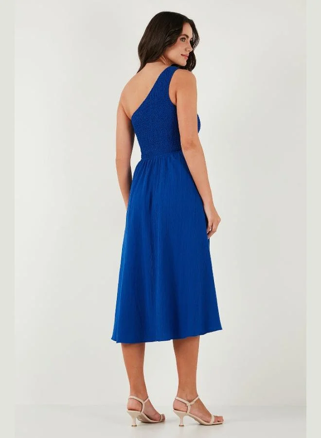 Lela  Lela Regular Fit One Shoulder Waist Opening Gipel Midi Length Dress Women's DRESS 67810248 for Women | Best Price UAE