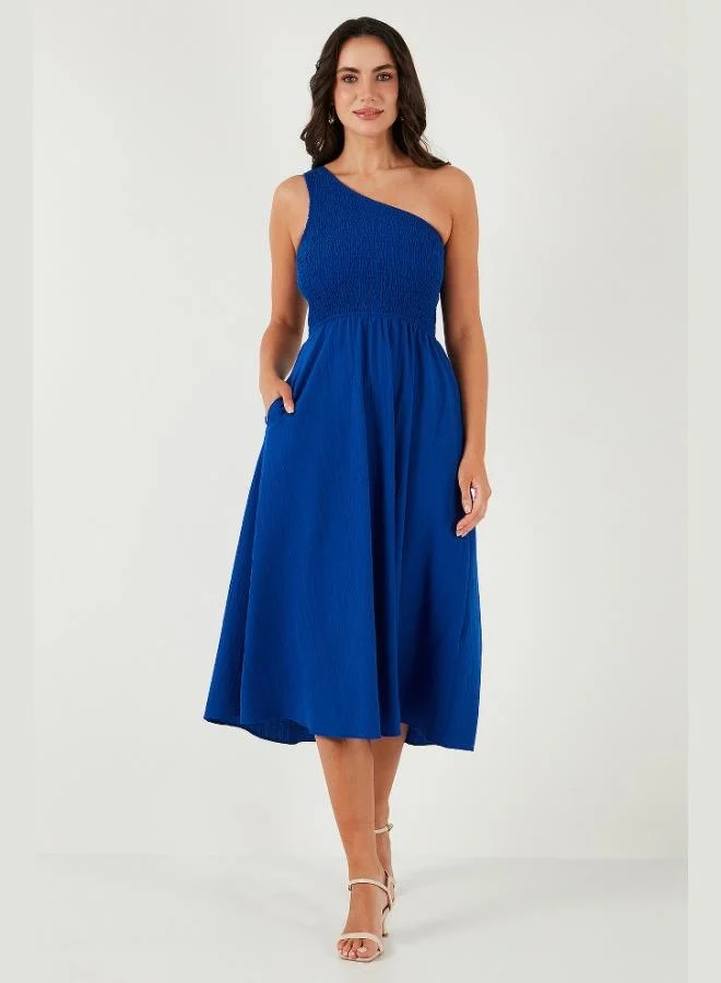 Lela  Lela Regular Fit One Shoulder Waist Opening Gipel Midi Length Dress Women's DRESS 67810248 for Women | Best Price UAE