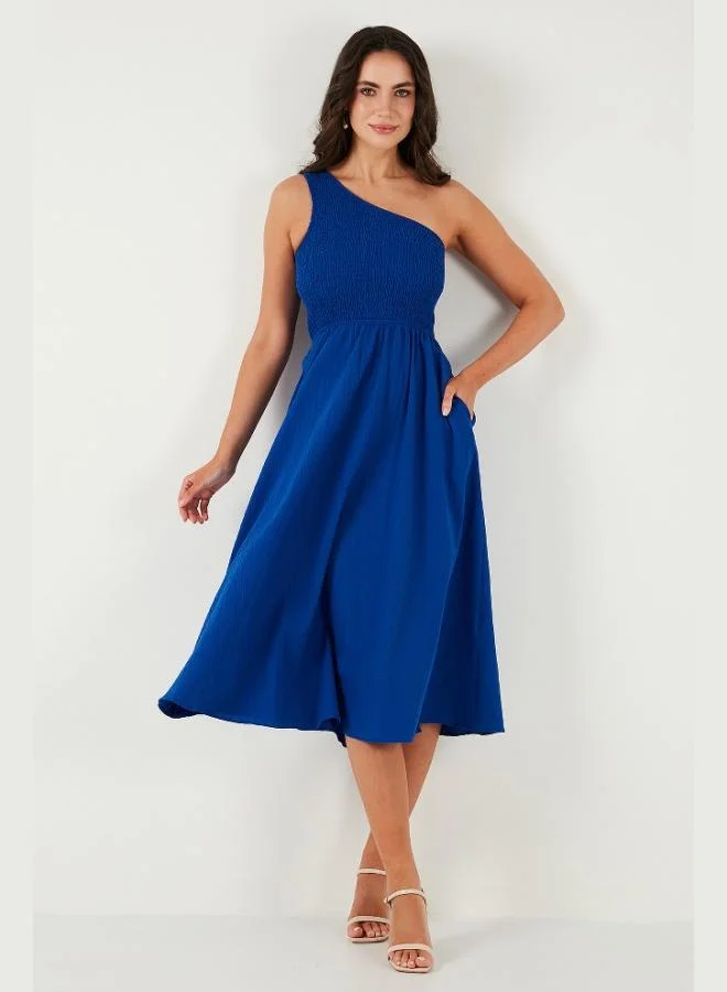 Lela  Lela Regular Fit One Shoulder Waist Opening Gipel Midi Length Dress Women's DRESS 67810248 for Women | Best Price UAE