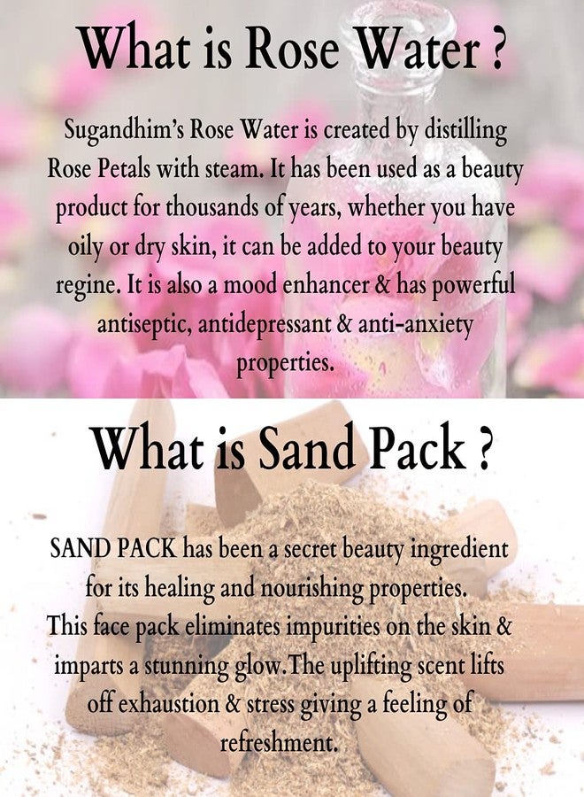 Sugandhim Sand Pack & Rose Water (100ml) 100% Natural Blend, Instant Glow, Refreshing, Scrubber, Nourishment, Antiseptic, Antidepressant & Anti-Anxiety Properties (sand pack + rose water) - Image 2