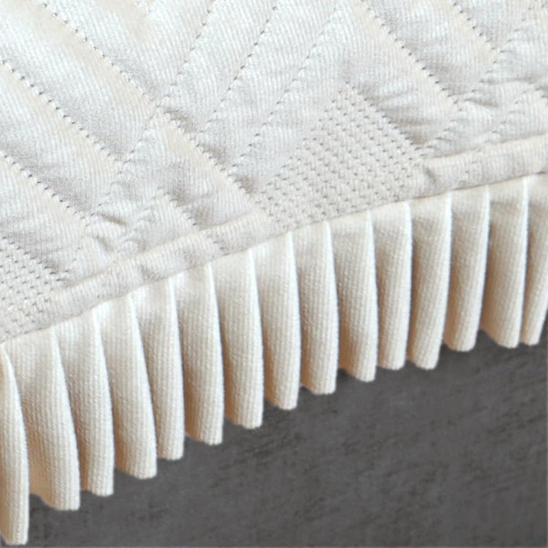 Fashion Throw Sofa Cover 7 Seater L-Shape Fully Covered - Quilted Velvet with Frill | Machine Washable | Anti-Slip | Furniture Protector for Pets, Kids & Family | Diamond Texture (Beige) - Image 5