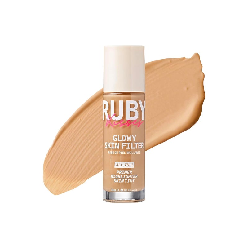 Ruby Kisses Glowy Skin Filter Foundation  Allin1 Primer Skin Tint  Highlighter Hydrating Light Coverage with Squalane Natural Dewy Finish Luminous  Radiant Glow Tan