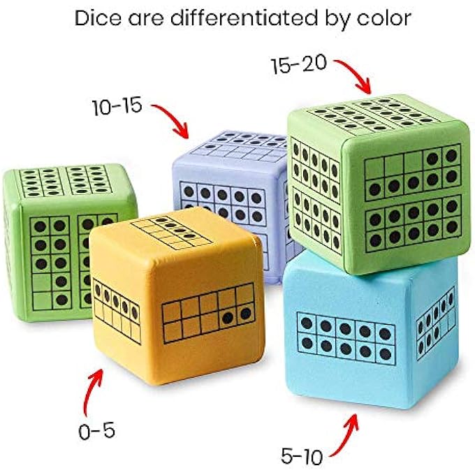 TEN FRAME DICE, LARGE FOAM DICE FOR CLASSROOM, SUBITIZING DICE, MATH MANIPULATIVES FOR ELEMENTARY SCHOOL, COUNTING TOYS FOR TODDLERS, EDUCATIONAL TOYS FOR PRESCHOOL CHILDREN (SET OF 12) - Image 3