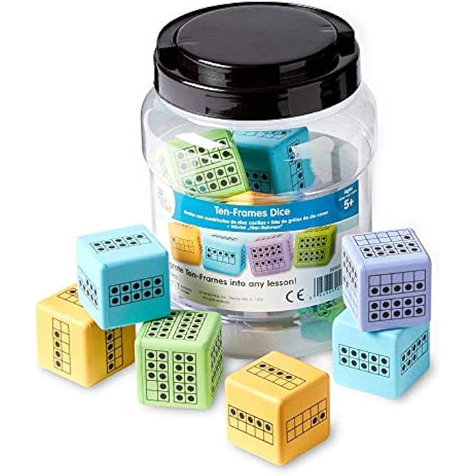 TEN FRAME DICE, LARGE FOAM DICE FOR CLASSROOM, SUBITIZING DICE, MATH MANIPULATIVES FOR ELEMENTARY SCHOOL, COUNTING TOYS FOR TODDLERS, EDUCATIONAL TOYS FOR PRESCHOOL CHILDREN (SET OF 12) - Image 1
