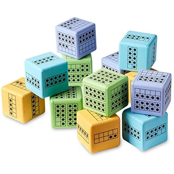 TEN FRAME DICE, LARGE FOAM DICE FOR CLASSROOM, SUBITIZING DICE, MATH MANIPULATIVES FOR ELEMENTARY SCHOOL, COUNTING TOYS FOR TODDLERS, EDUCATIONAL TOYS FOR PRESCHOOL CHILDREN (SET OF 12) - Image 5