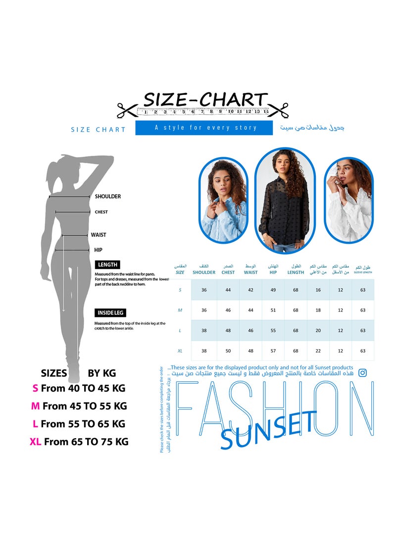 SunSet - SUNSET Ladies Chiffon MNTSH Mini Solid Blouse - Image 1