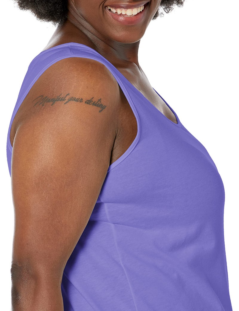 Just My Size Women's Plus-SizeJersey Shirttail Hem Tank TopPETAL PURPLE,4X - Image 3