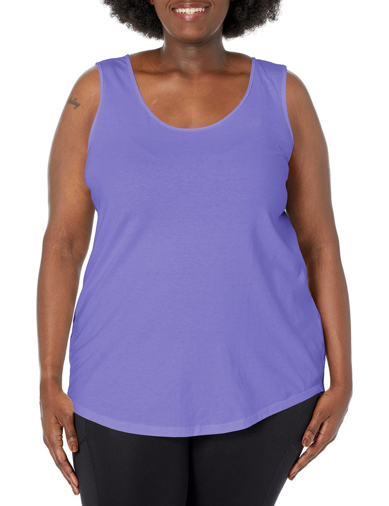 Just My Size Women's Plus-SizeJersey Shirttail Hem Tank TopPETAL PURPLE,4X - Image 1