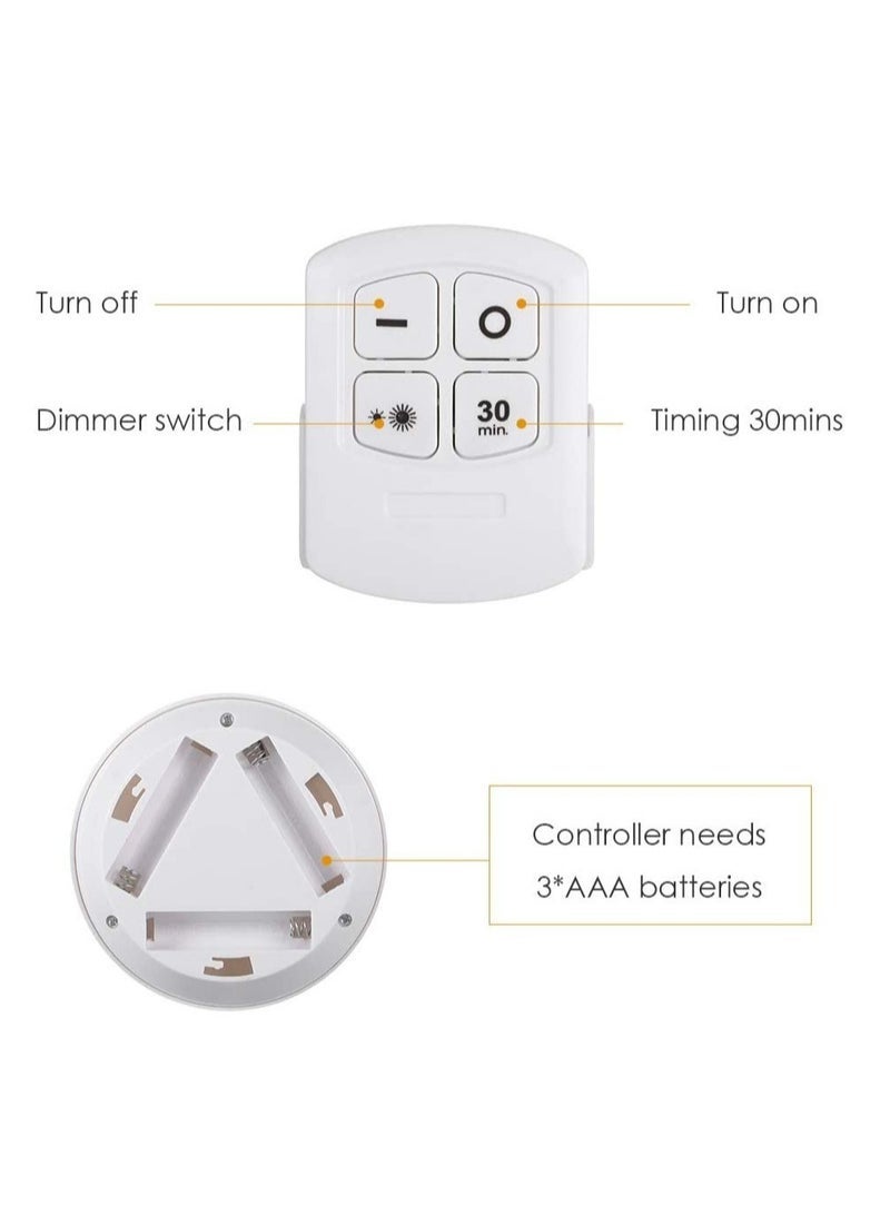 Gulf Trend 1W COB LED Puck Light 6 Pack with Remote Controller Brightness Adjustable Wireless Dimmable Touch Sensor Control Night Lamp Under Cabinet Lighting Battery Powered Operated for Cabinet Wall - Image 2