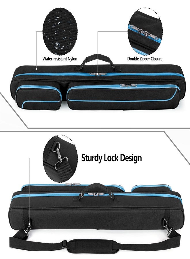 GOBUROS Pool Cue Case, 2 x 2 Pool Stick Case with 2 Shafts and 2 Butts Slots, Heavy Duty Billiard Cue Carrying Case for Pool Cue Accessories, Blue - Image 4