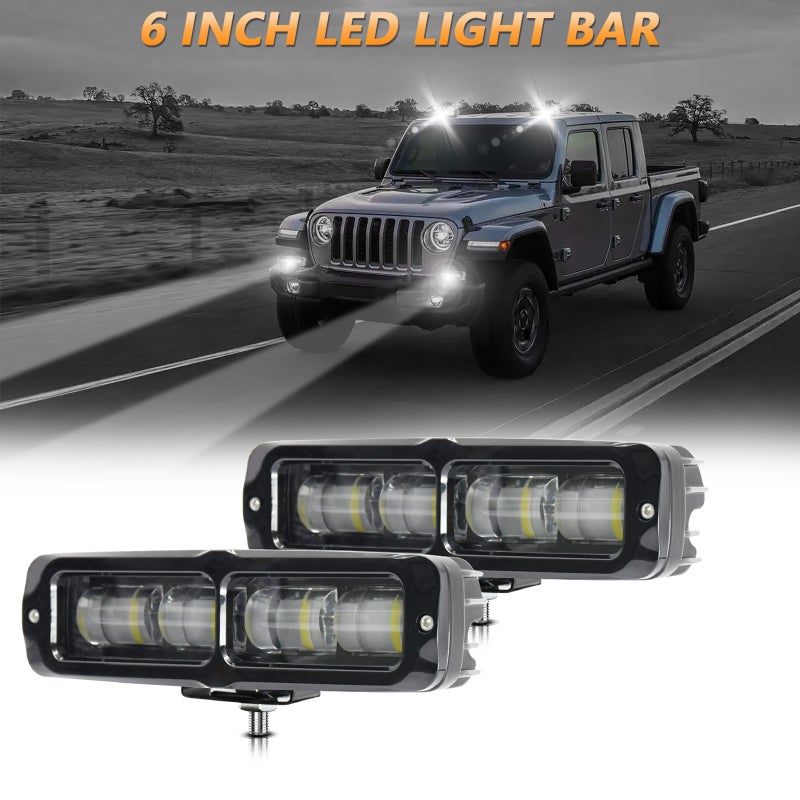 1 مصباح عمل LED 6000K بقطر 6 بوصة، مصابيح عمل سيارة ومصابيق القيادة، مصابيح محورية مقاومة للماء بمعدل IP68، للشاحنات والدراجات النارية والسيارات الرياضية (SUV) والمركبات الرباعية الدافعة (ATV) والقوارب - ضوء أبيض - Image 2