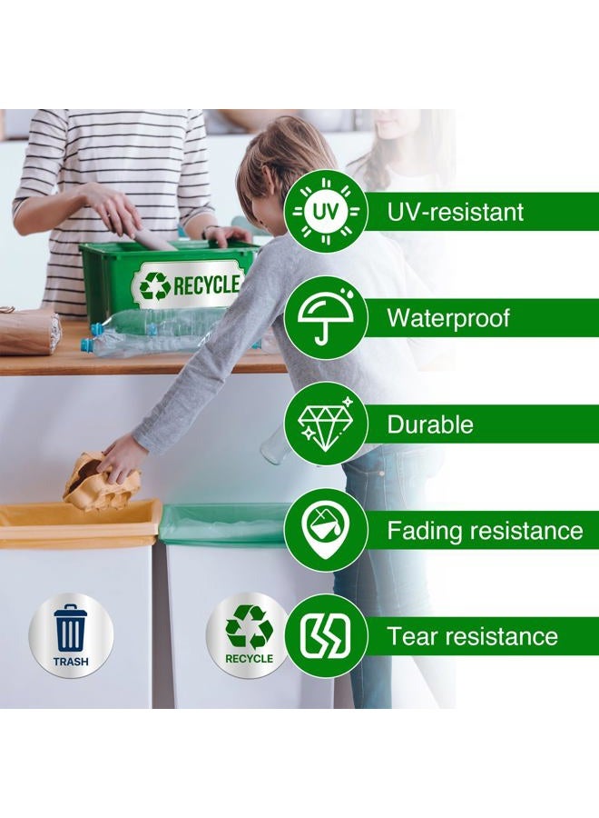 VIXAVI Trash and Recycle Stickers 4-Piece Set - Recycle Sticker Sign for Sorting - Waterproof Silver Finished Recycling Stickers for Trash Can - Self-Adhesive Trash Recycle Stickers for Indoor, Outdoor Use - Image 5