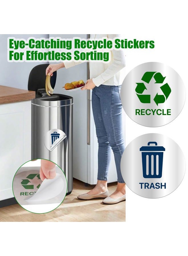 VIXAVI Trash and Recycle Stickers 4-Piece Set - Recycle Sticker Sign for Sorting - Waterproof Silver Finished Recycling Stickers for Trash Can - Self-Adhesive Trash Recycle Stickers for Indoor, Outdoor Use - Image 2