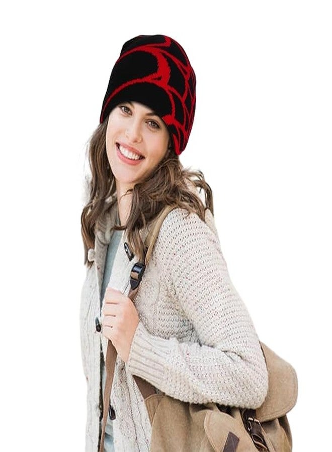 CHRIS GOOD 2Pcs Y2K Beanie Spider Beanies Gothic Pattern Wool Acrylic Knitted Hat Beanies with Designs for Men Black Women Web Winter Outdoor Cap - Image 5