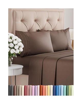 King Size 4 Piece Sheet Set  Comfy Breathable  Cooling Bed Sheets Set  Hotel Luxury Bedding for Women Men Kids  Teens  Deep Pockets Easy Secure Fit Soft and Wrinkle Free  OekoTex  Brown - pzsku/ZE8977D32CE50EAAFC45FZ/45/1749491231/8962d6e5-53b4-4c85-8014-95106d6a0322