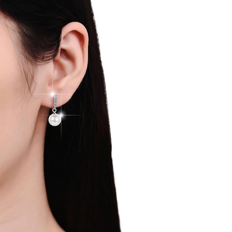 Lightweight Pearl Earrings with 925 Sterling Silver and Drop Accent Jewelry for Daily Wear and Dressy Styling - Image 3